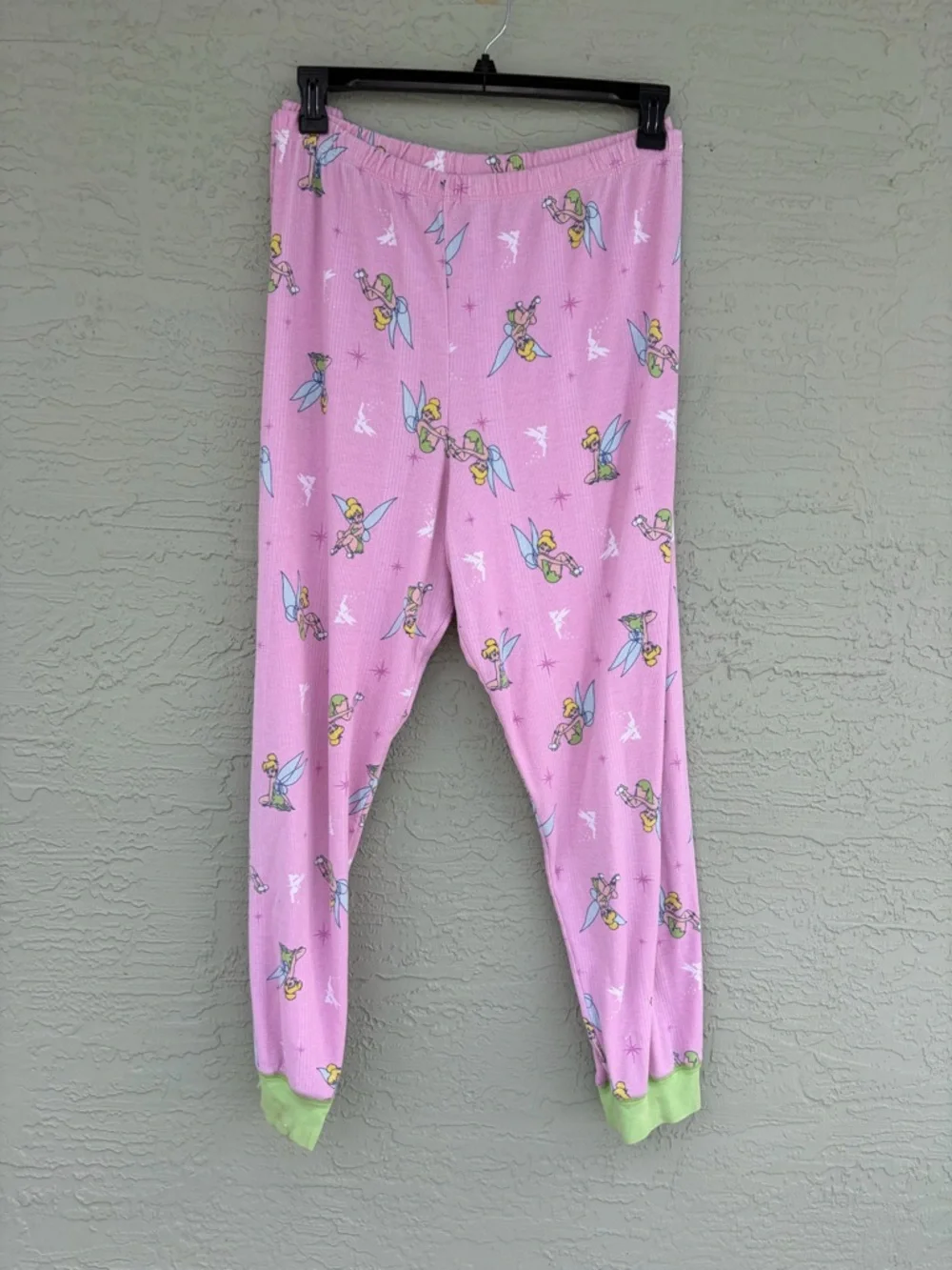 Disney Pink Fairy Print Pajama Set with Green Trim - Picture 4 of 9